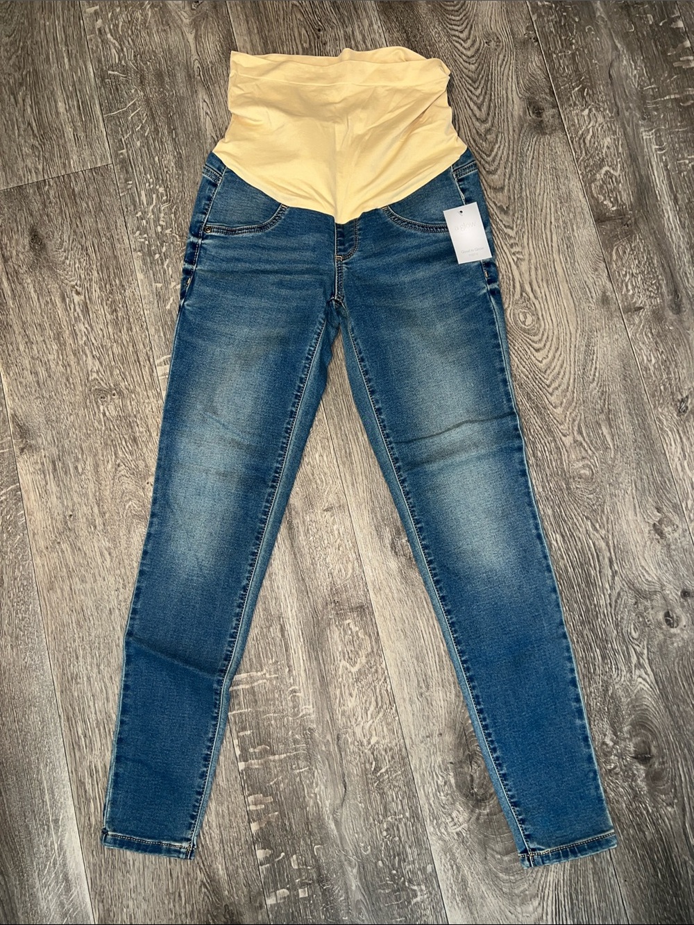 a:glow Blue Denim Jeggings with Cream Support Panel